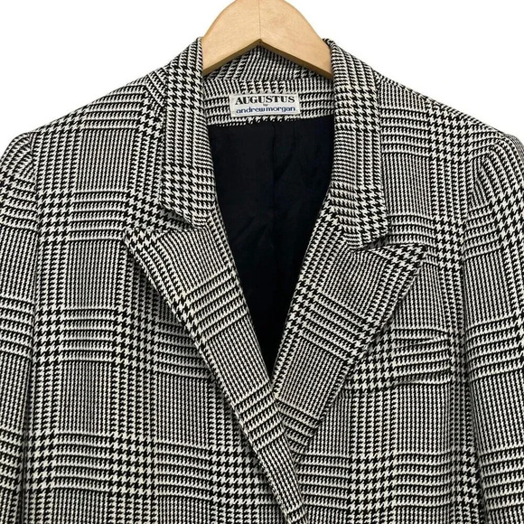 Augustus by Andrew Morgan houndstooth Blazer Jacket 90's Vintage Academia size 6 - Picture 2 of 9